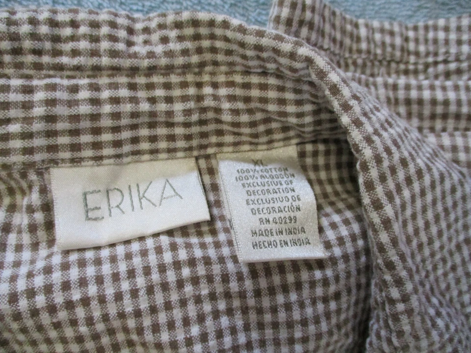 ERIKA 2 изделия брюки костюм женщин XL - укороченный Капри брюки коричневый и белый - Изображение 2 из 4