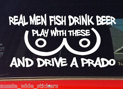 REAL MEN PRADO landcruiser 4x4 offroad series Funny Rude Stickers 200mm