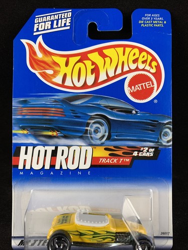 2000 Hot Wheels #006 Track T Hot Rod Magazine #2 of 4 Yellow Unopened Sawblades - Picture 2 of 5