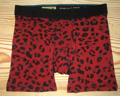 MENS STANCE CHEETAH ANIMAL PRINT BURGUNDY RED BOXER BRIEF SIZE L (35/38)