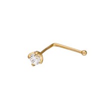 9ct Gold & 3mm Clear CZ Crystal 22Ga Nose Stud Body Jewellery Piercing