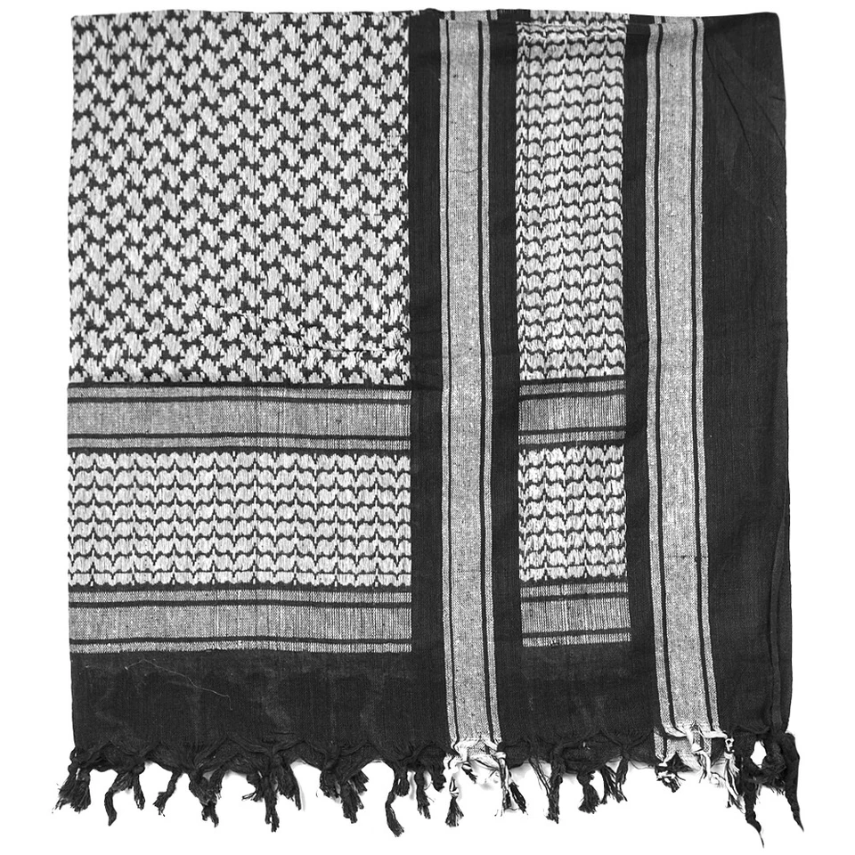 Mil-Tec Shemagh Écharpe Bandana Foulard Extérieur Armée Randonnée Noir / Blanc - Photo 1/1
