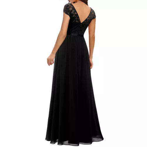 Schickes Damen Spitze Maxi Chiffon Brautjungfer formell Abschlussball Abend Hochzeit Party Kleid - Bild 18 von 34