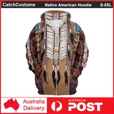 Native American Indian Hoodie Jacket 3D Print Hooded Pullover Zipper Sweatshirt
