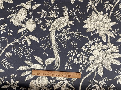 Maize Blue Toile Birds Cotton Fabric 280cm Wide Curtain Blind Upholstery - Picture 9 of 9