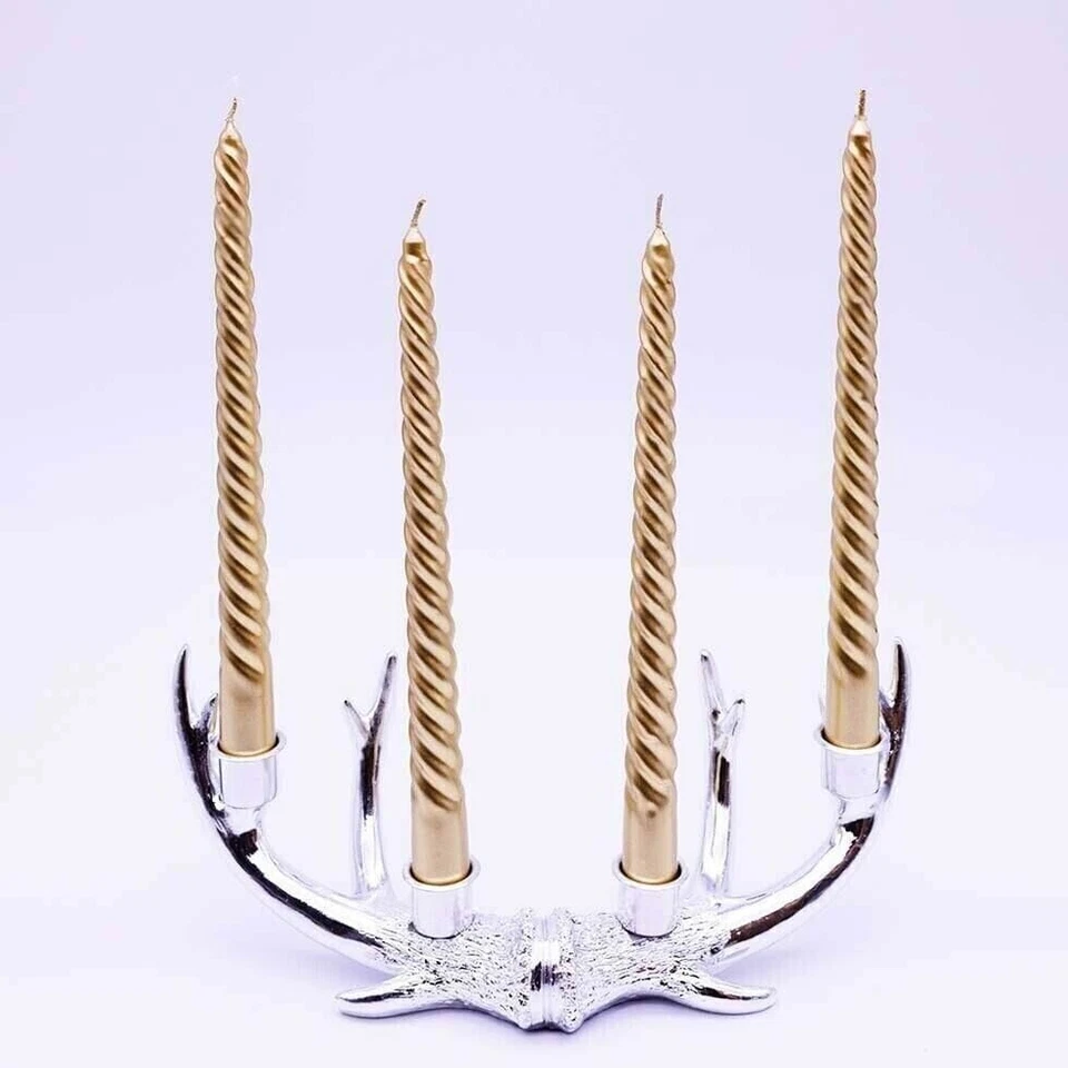 4pc Gold Taper Candle Set Twisted Home Wedding Party Decor Spiral Wax 25cm - Image 4 of 4
