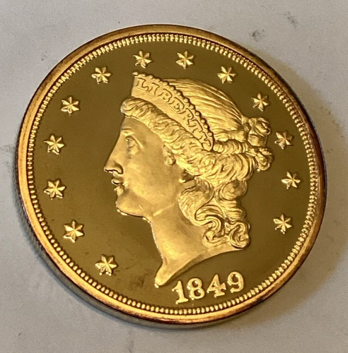 1849 $20 Gold Plated Liberty Double Eagle Coin COPY