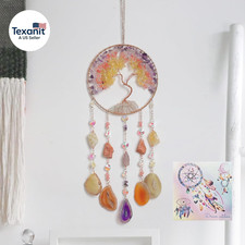 Agate Moon Dream Catchers with Crystal Color Gemstone Dream Catchers Natural Tre