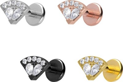 PIERCINGLINE  Piercing Stecker Titan Labret mit Push Fit KRISTALLFÄCHER