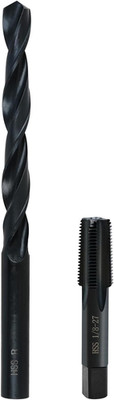 1/8-27 NPT Pipe Tap and R Drill Set, Carbon Steel Hand Threading Plumbing NPT Ta
