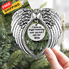 Christmas Memorial Hanging Ornaments Angel Wings, Memory Gifts Pendant I Wife