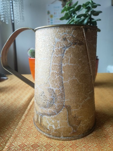 Contemporary Fine Art galvanized zinc jug with Geese Mothers and Goslings scene - Picture 5 of 15