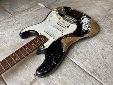 Stratocaster Black Nitro Heavy Relic Guitar-Squier By Fender