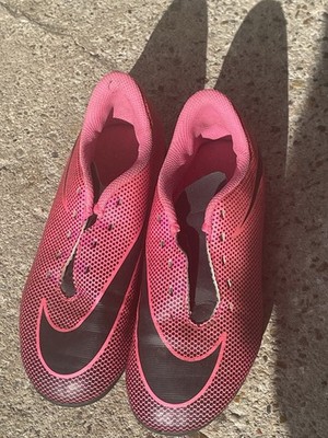 NIKE 13c Pink Blast Black Bravata II Soccer Cleats 844442 Kids No Laces