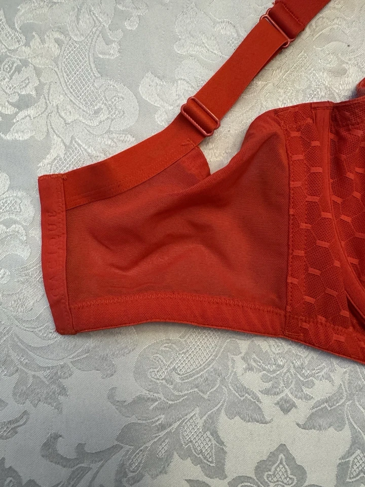 Sujetador Cacique Talla 40I Sin Forro Cobertura Completa Con Aros Rojo Naranja Encaje Sexy Chica Foto 2 de 4
