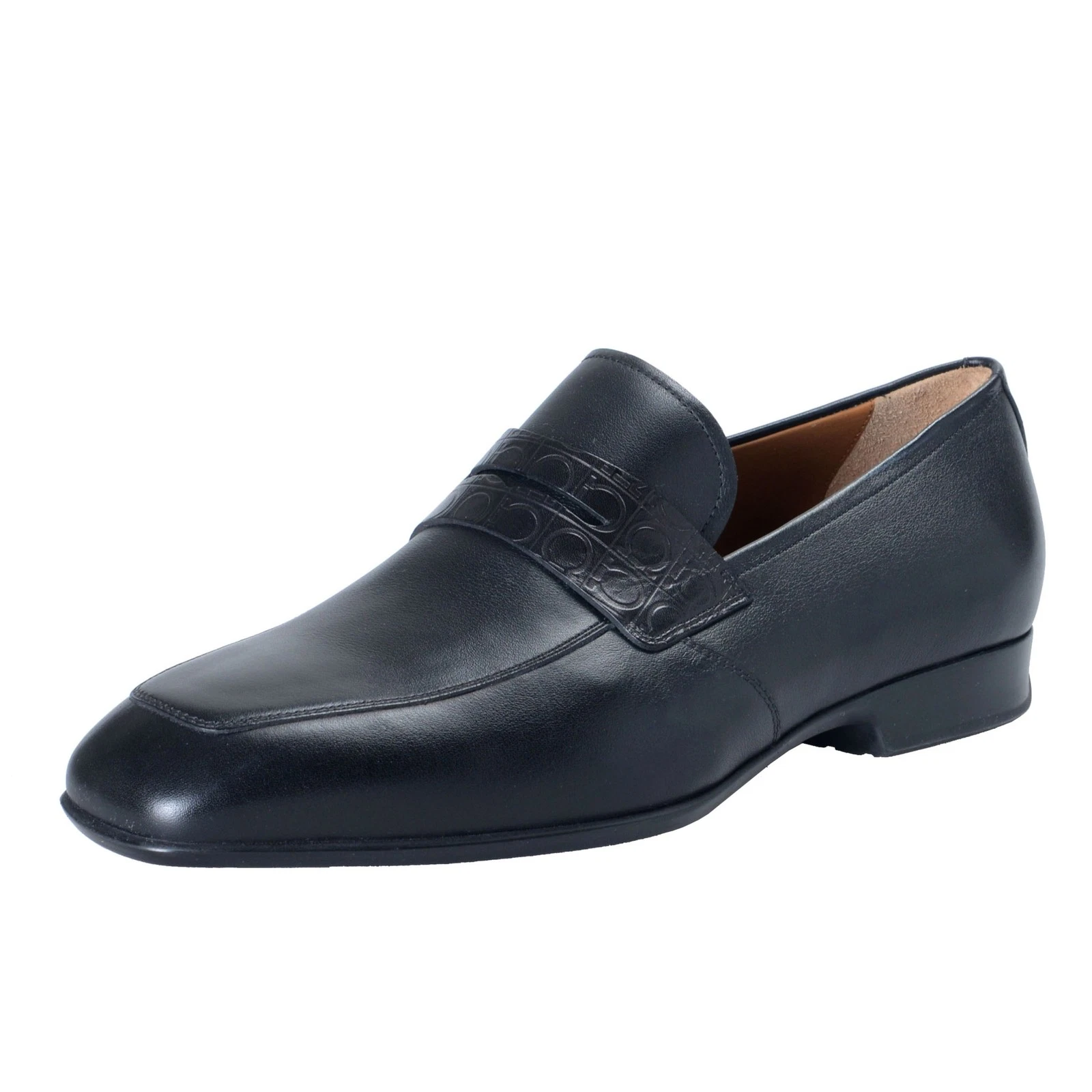 Ferragamo — Salvatore Ferragamo "Laramie" Men's Leather Black Loafers Slip On Shoes