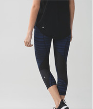 Lululemon leggings Inspire Crop II Full-On Good Vibes Deep Navy Black Sz 4