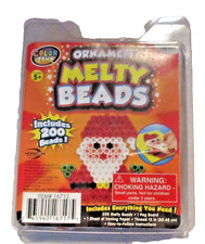COLLECT: NIP COLOR ZONE CHRISTMAS SANTA ORNAMENT MELTY BEADS KIT-PKG. 200 BEADS 
