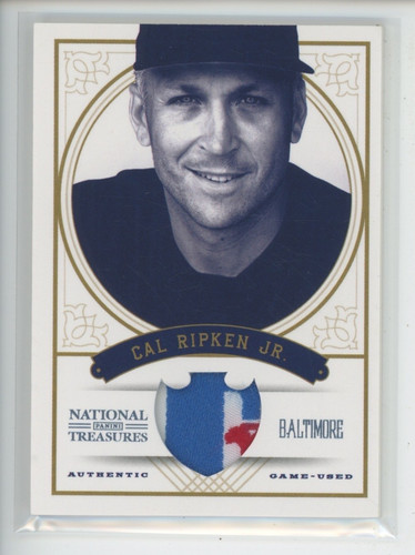 CAL RIPKEN JR. GAME-USED LAUNDRY TAG JERSEY PATCH /8 2012 NATIONAL TREASURES 1/1