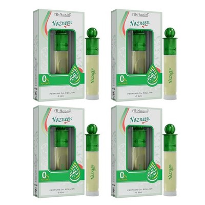 Al-Nuaim Silver Series Nazneen Attar Roll On - 6ml (Pack Of 4) | Alcohol Free |
