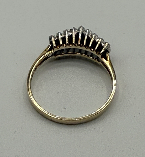 10K Yellow Gold 3 Row Diamond Ring Ladies Size 8.25 Vintage - Bild 4 von 5