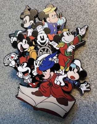 PIN MICKEY MOUSE CLUSTER 3'' JUMBO FANTASY SORCERER STEAMBOAT WILLIE DAPPER new