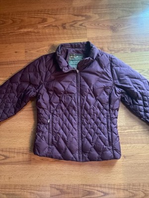 Eddie Bauer Women's Eggplant Premium Quality Goose Down Puffer Quilted Jacket S
