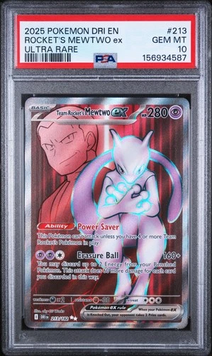 POKEMON ROCKET'S MEWTWO ex 2025 DRI EN-DESTINED RIVALS #213 ULTRA RARE PSA 10