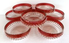 Indiana Glass Diamond Point Ruby Flash Cereal Bowls 5" Set of 8