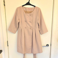 Darling Women's Beige Double-Breasted Belted 3/4 Sleeve Dress/Jacket Size L