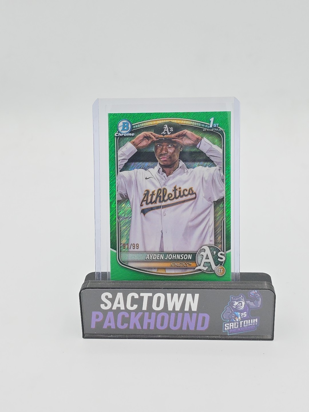 2025 Bowman Chrome Ayden Johnson 1st Bowman Green Shimmer Refractor 91/99