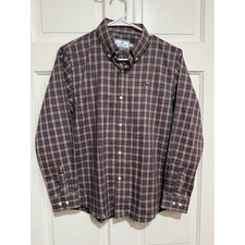 Boys 14/16 Properly Tied Classic Fir Brown Plaid Long Sleeve Button Down Shirt