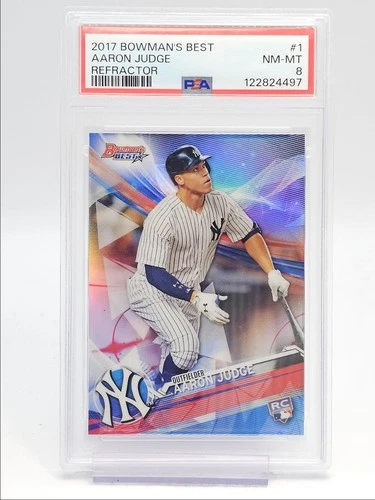 AARON JUDGE 2017 BOWMAN'S BEST ROOKIE REFRACTOR YANKEES #1 RC PSA 8 Q0004