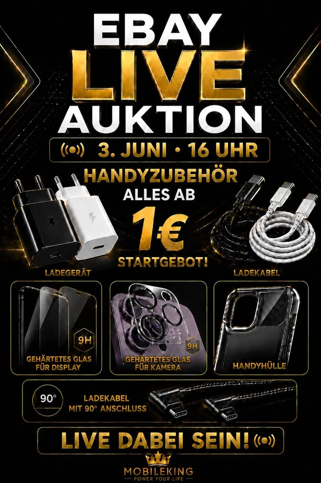 Alles ab 1€ live Auktionen: iPhone,  Samsung, Huawei, Xiaomi Handyzubehör