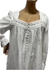 Eileen west nightgown Large Cotton Lawn  Ballet Nightgown Long Sleeves White