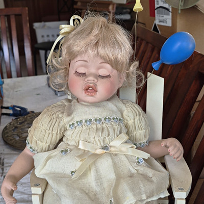 Sleeping Suzy B-Day Doll With Balloons And Chair