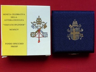 Vaticano moneta Lire 500 ARGENTO 1994 Lettera Enciclica Veritatis Splendor PROOF