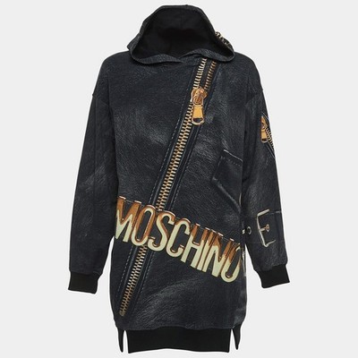Moschino Teen Grey Printed Cotton Hoodie Dress 12 Yrs