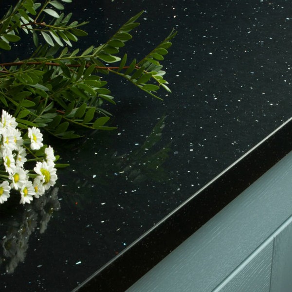 Black Sparkle Andromeda Laminate Square Edge 3000 X 600 X 40mm Gloss