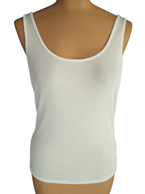 NWT ST. JOHN Ivory Stretch Viscose 2X1 Rib Knit Tank Top Shell Shirt sz XL $295