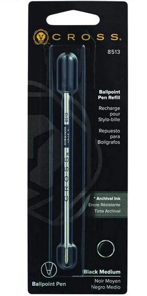 Cross Stylos Noir Stylo-Bille Recharge 8513 Moyen Point pour à Bille