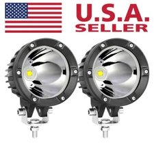 2x 4" 80W Round LED Work Light Bar OffRoad Pods Truck Driving Headlights 4WD UTV