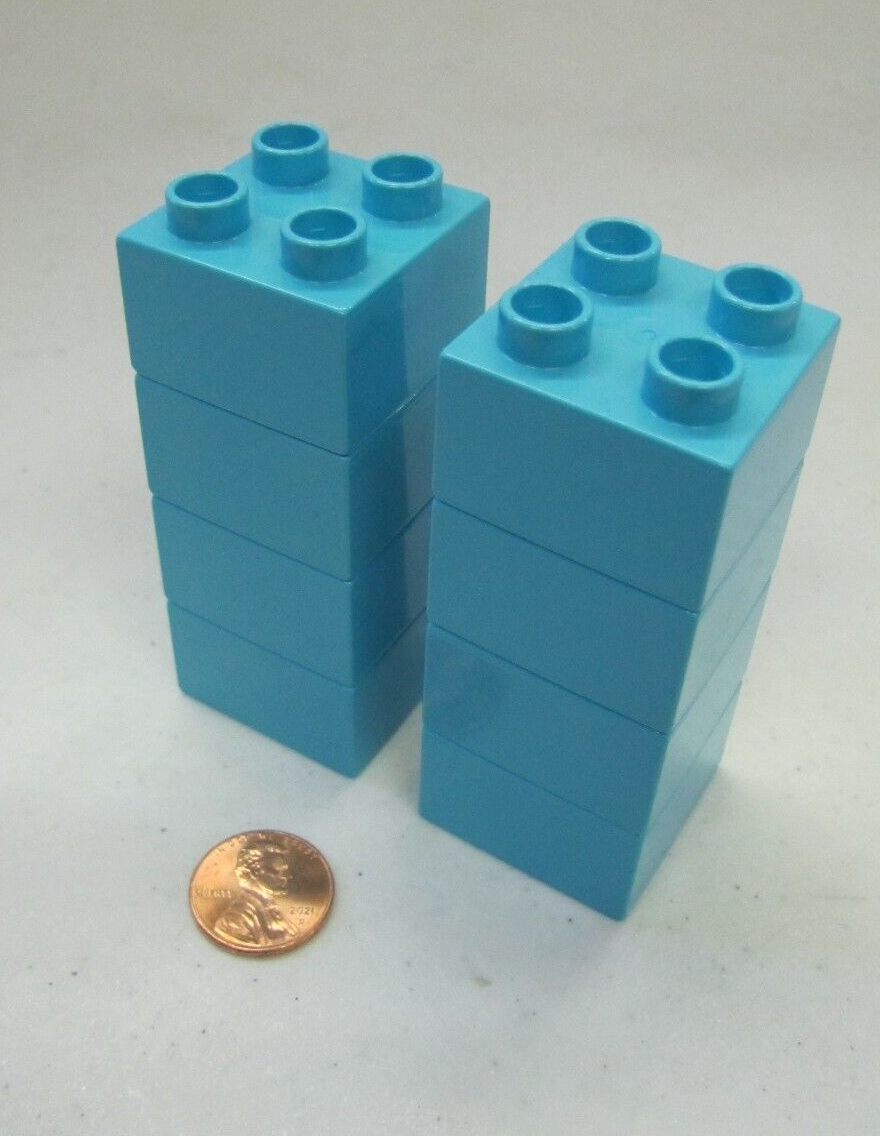 Lego Duplo Azure Blue 2X2 Brick 8 Block Lot House Castle Building