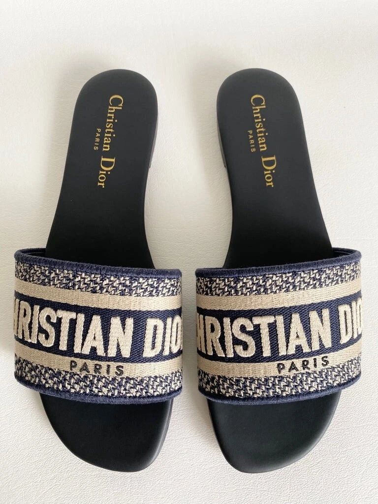 SANDALES EN TISSU BLEU MARINE CHRISTIAN DIOR DWAY CHAUSSURES 37