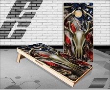 Tribal Buck Skull Flag Camo Cornhole Boards Bean Bag Toss Game