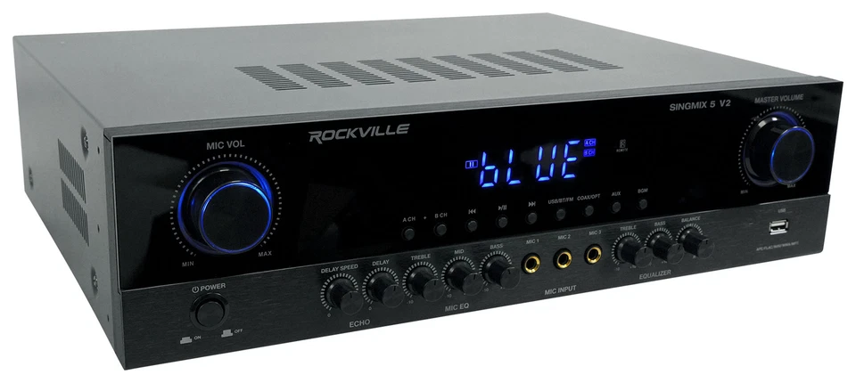 Rockville SINGMIX 5 V2 2000w Bluetooth Pro/Karaoke/Home Amplifier Mixer Receiver - Image 2 of 4