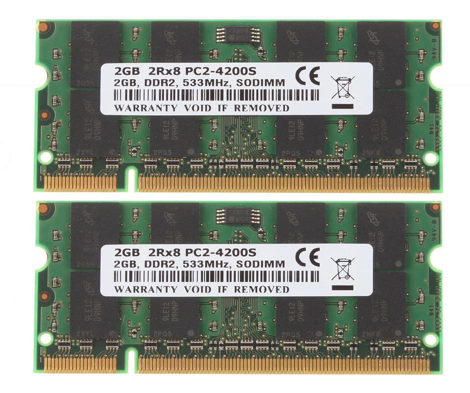 4GB RAM 2X2GB 2 G 2RX8 PC2-4200S DDR2 533Mhz Notebook Laptop Memory SODIMM CL4 - Image 2 of 4