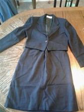 Vintage Evan Picone Navy Blue 2 Piece Skirt Suit Womens cb27