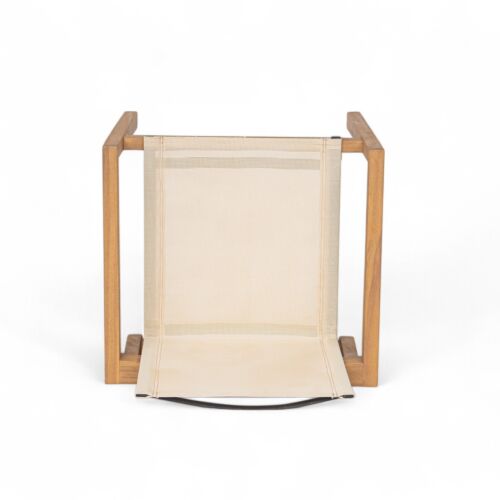 Patio Outdoor Acacia Wood Dining Chair (Set of 2), Teak with Beige Textile - Picture 10 of 10
