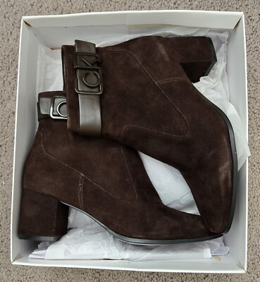 Calvin Klein Freema Kid suede napa smooth Bootie coffee bean size 7